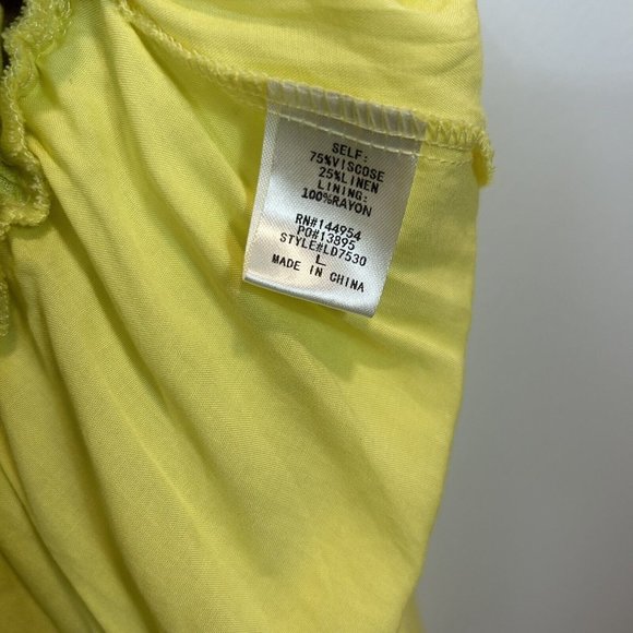 NWT Edite Mode Elegant Summer Yellow V-Neck Ruffle Cut-Out Dress Yellow Large - Picture 8 of 12